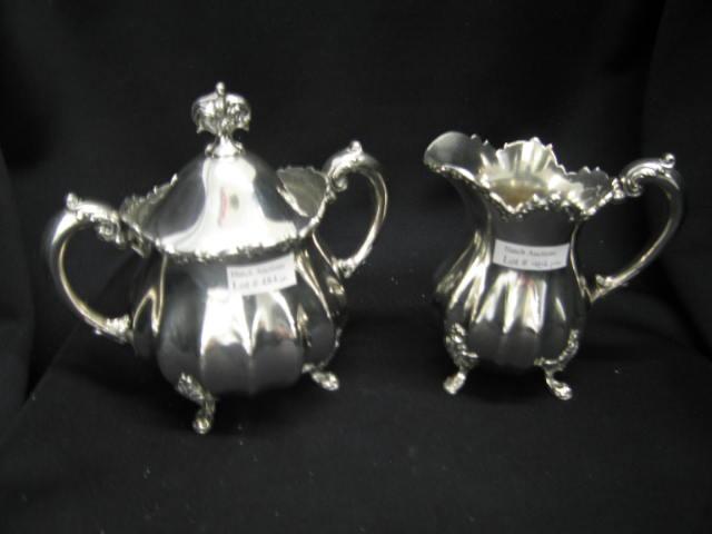 Appraisal: Silverplate Creamer Sugar footed melon ribbed