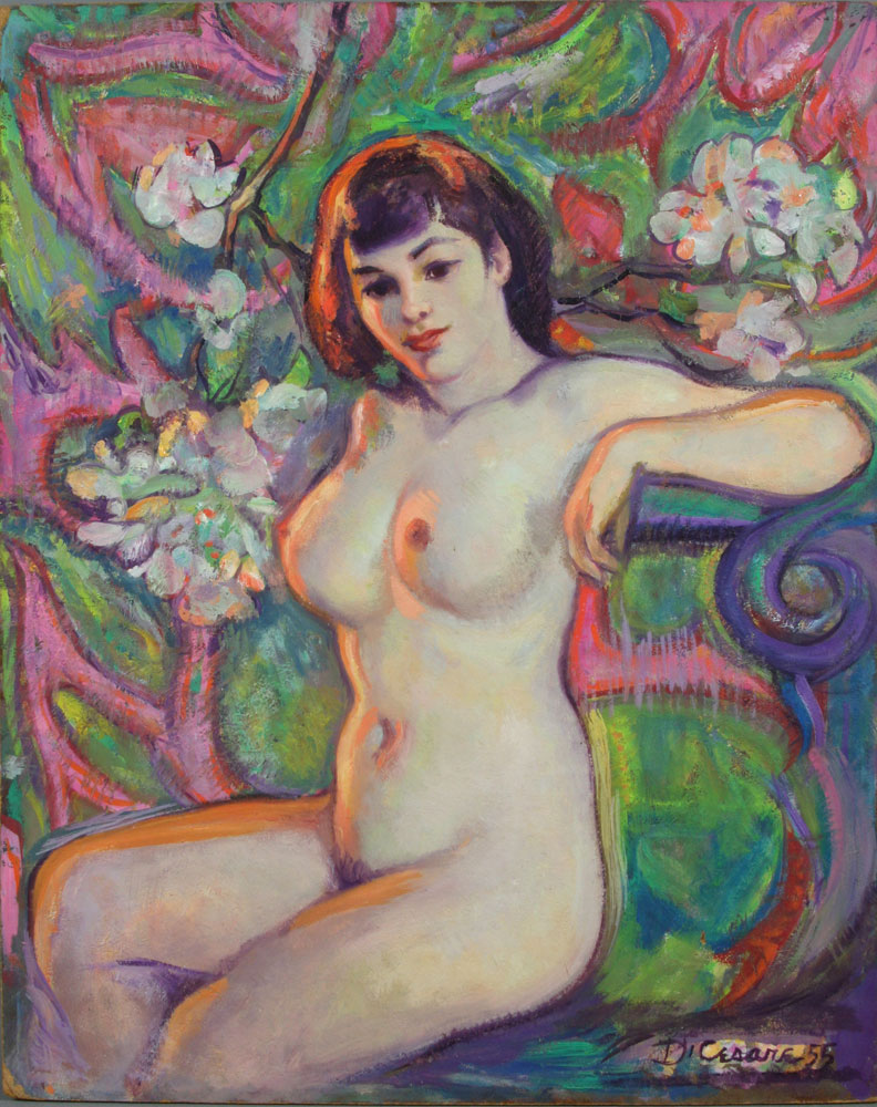 Appraisal: - Alfred Di Cesare Seated Nude oil on masonite Alfred