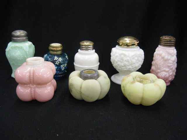 Appraisal: Lot of Victorian Art Glass Shakers including Mt Washington satin