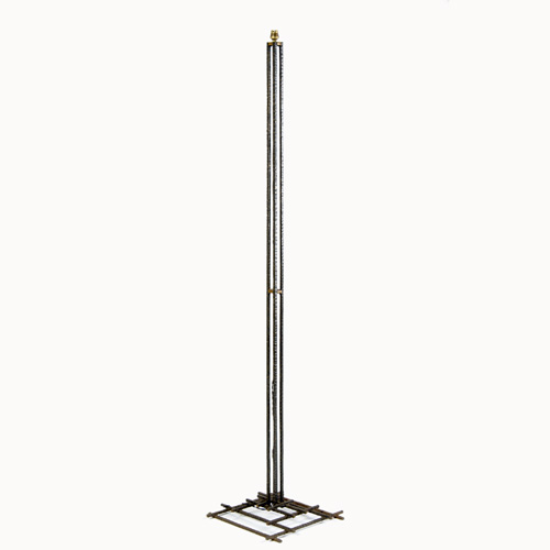 Appraisal: MICHEL ZADOUNAISKY Attrib Wrought-iron floor lamp with grid base and