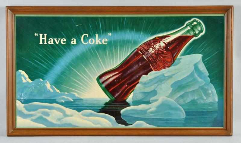 Appraisal: Cardboard Coca-Cola Horizontal Poster Framed under glass One or two