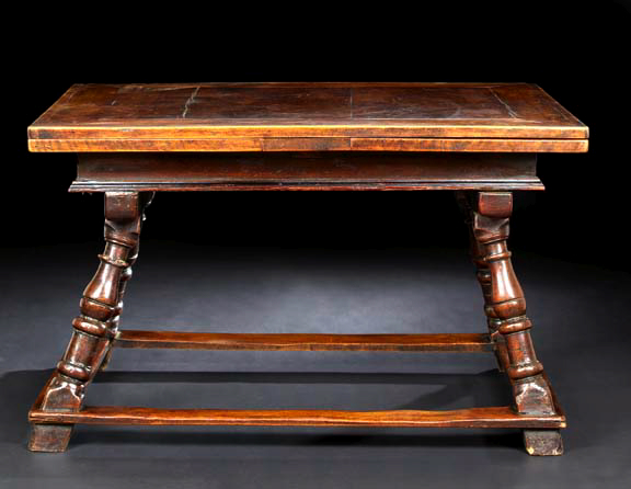 Appraisal: Provincial Spanish Walnut Center Table mid- th century the banded