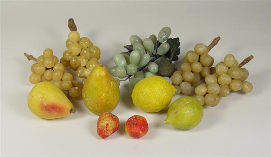 Appraisal: Group of Stone Fruit Five grape clusters strawberries fig lemon