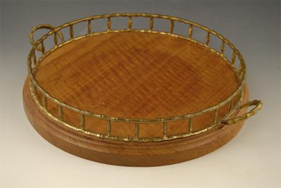 Appraisal: A circular hardwood tray with a gilt brass and 'bamboo'