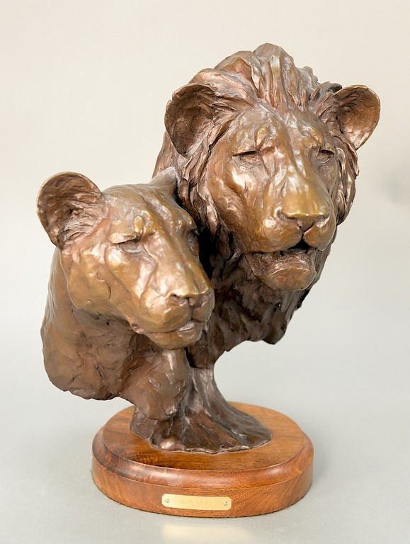 Appraisal: Melvin Johansen b bronze lions bust Royalty marked on back