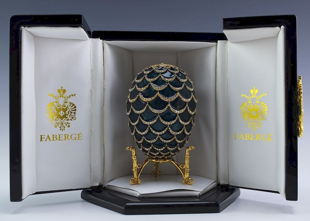 Appraisal: Faberge Imperial Pine Cone Egg Mahout Elephant Faberge enamel and