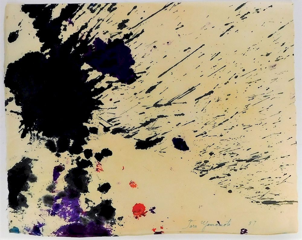 Appraisal: Taro Yamamoto Abstract Expressionist WC Painting Taro Yamamoto California Connecticut