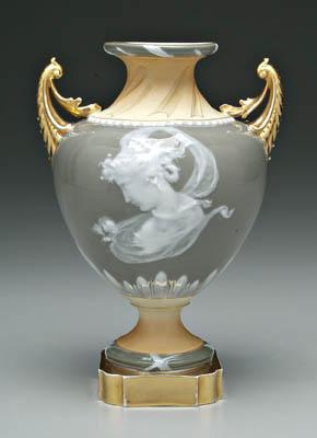 Appraisal: Pate-sur-pate porcelain urn one side with bust of Art Nouveau