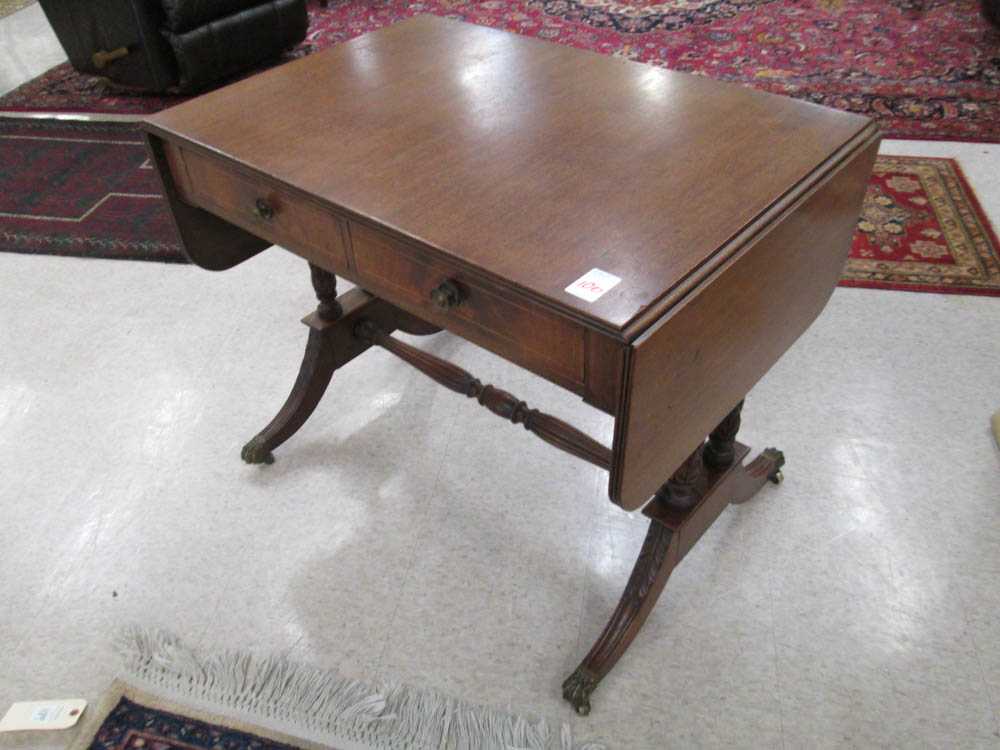 Appraisal: LATE FEDERAL MAHOGANY DROP-LEAF SOFA TABLE American early th century