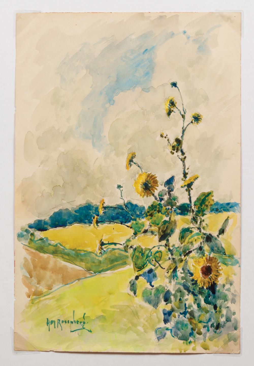 Appraisal: Henry Mortikar Rosenberg American - Sunflowers watercolor on paper signed