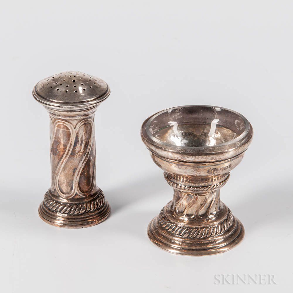 Appraisal: George V Sterling Silver Salt and Pepper Set George V