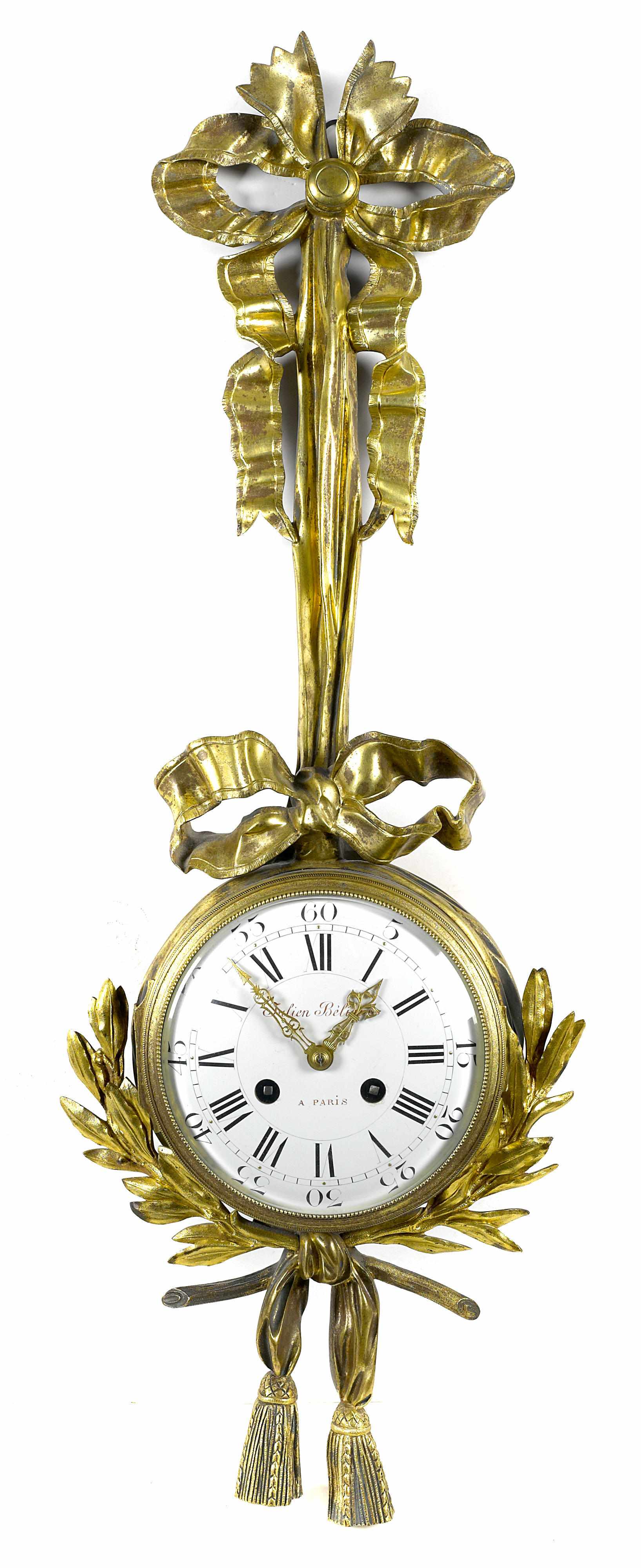 Appraisal: A Louis XVI style gilt bronze cartel clock Painted Julien