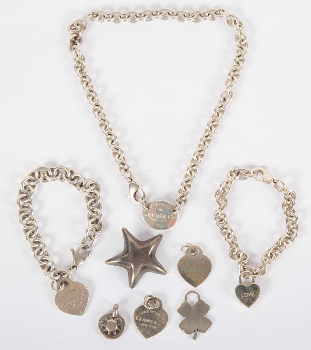 Appraisal: A Selection of Tiffany Jewelry bracelets necklace charms and star