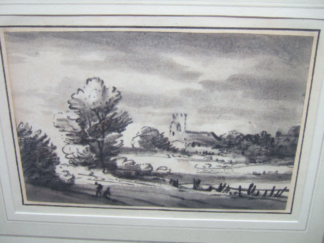 Appraisal: Dr Thomas Monro - Landscape with church charcoal cm x