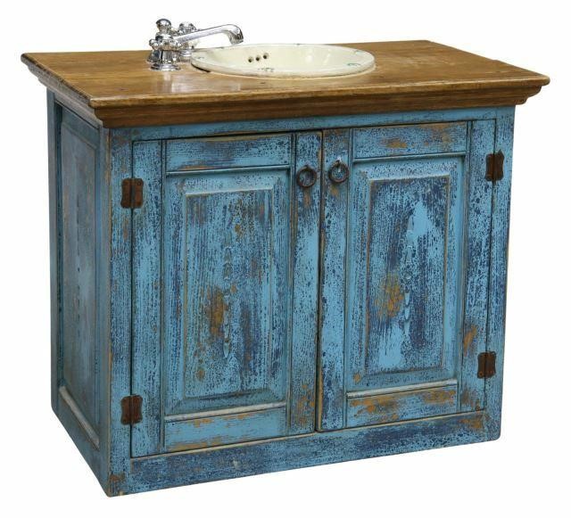 Appraisal: Rustic cabinet vanity Mexico th c fitted with a pottery