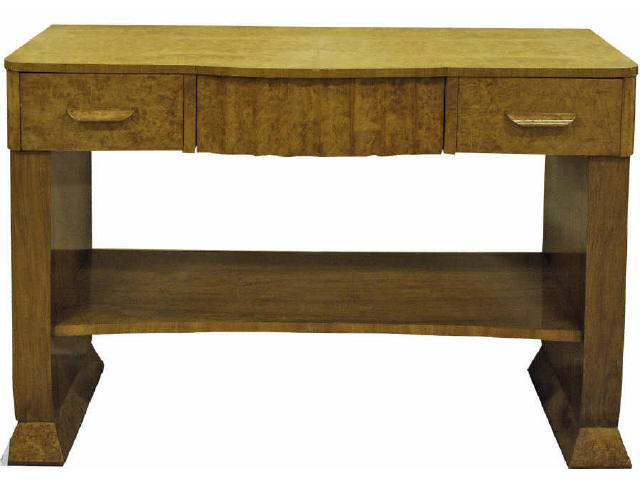 Appraisal: Classic Art Deco burl walnut -drawer server or silver chest