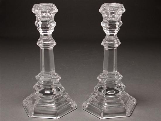 Appraisal: Pair of Tiffany molded crystal candlesticks marked Tiffany Co in