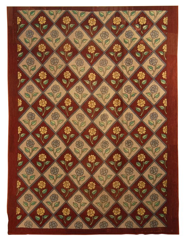 Appraisal: HOOKED RUG ' x ' With geometric diamond pattern and