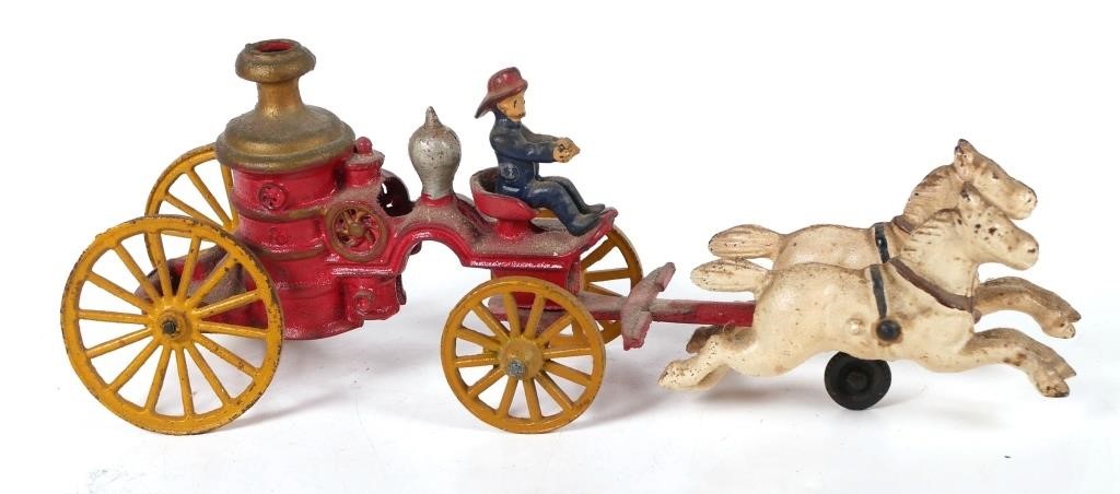 Appraisal: CAST IRON FIRE WAGON TOYMid th C fire water truck