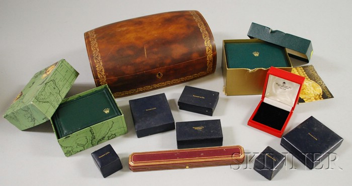 Appraisal: Group of Jewelry Boxes including Tiffany Rolex and Jensen