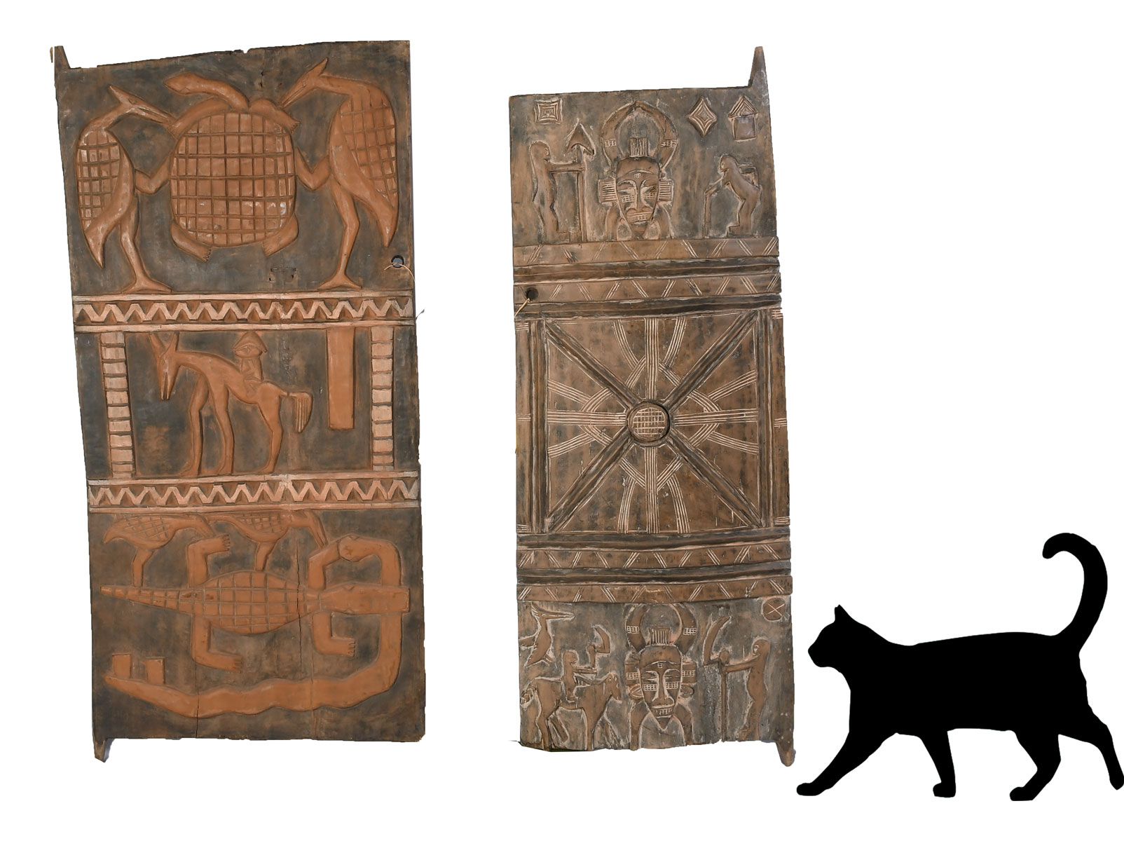 Appraisal: SENUFO TRIBE HUT DOORS - IVORY COAST Unusual painted hut