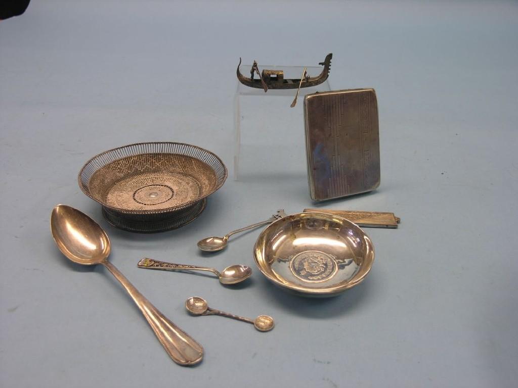 Appraisal: Small silverware including an engraved cigarette case approx oz total