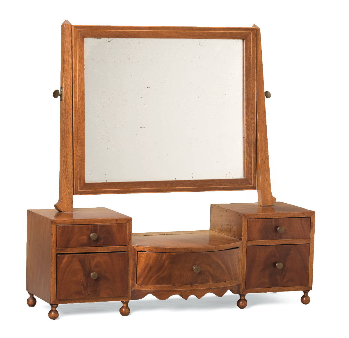 Appraisal: AMERICAN FEDERAL INLAID MAHOGANY DRESSING MIRROR WITH FIVE DRAWERS Overall