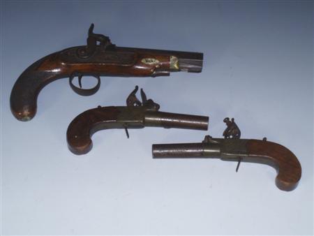 Appraisal: A pair of late th century flintlock boxlock turn off