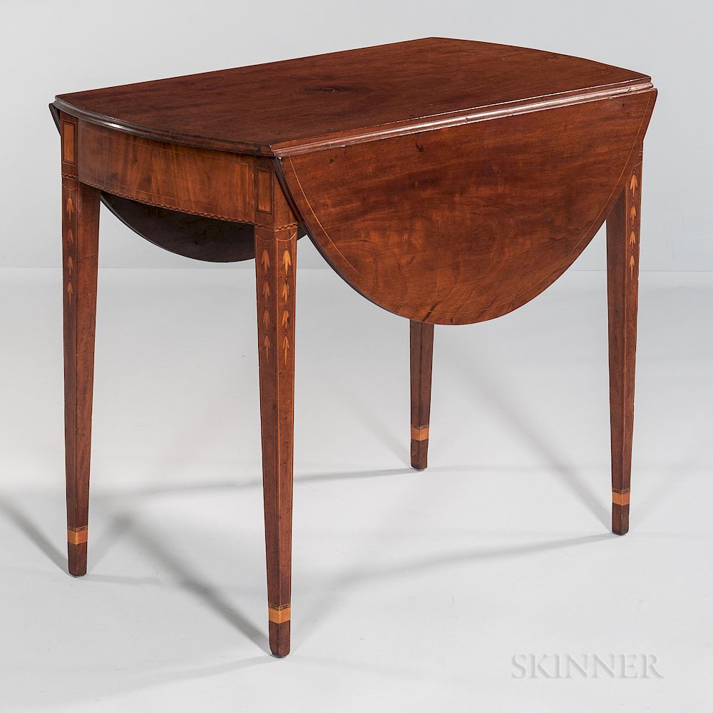 Appraisal: Federal Inlaid Mahogany Oval Drop-leaf Table Federal Inlaid Mahogany Oval