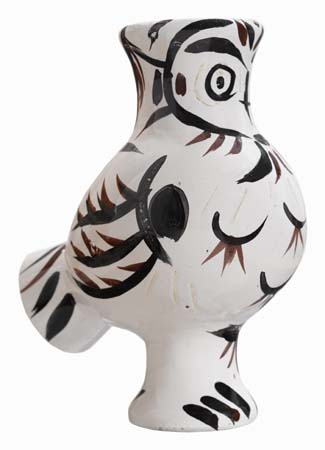 Appraisal: PABLO PICASSO Wood-Owl with Feathers Glazed terre de fa ence