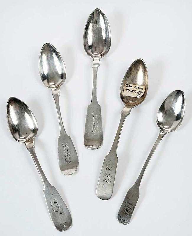 Appraisal: Coin Silver Spoons Approx Pieces American th century including serving