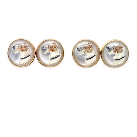 Appraisal: Pair of Gold and Reverse Crystal Intaglio Cufflinks Estimate -