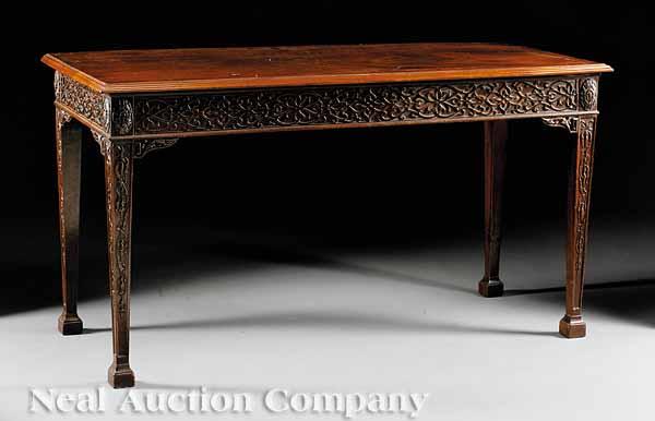 Appraisal: An Antique Georgian-Style Mahogany Console Table molded top blind fretwork