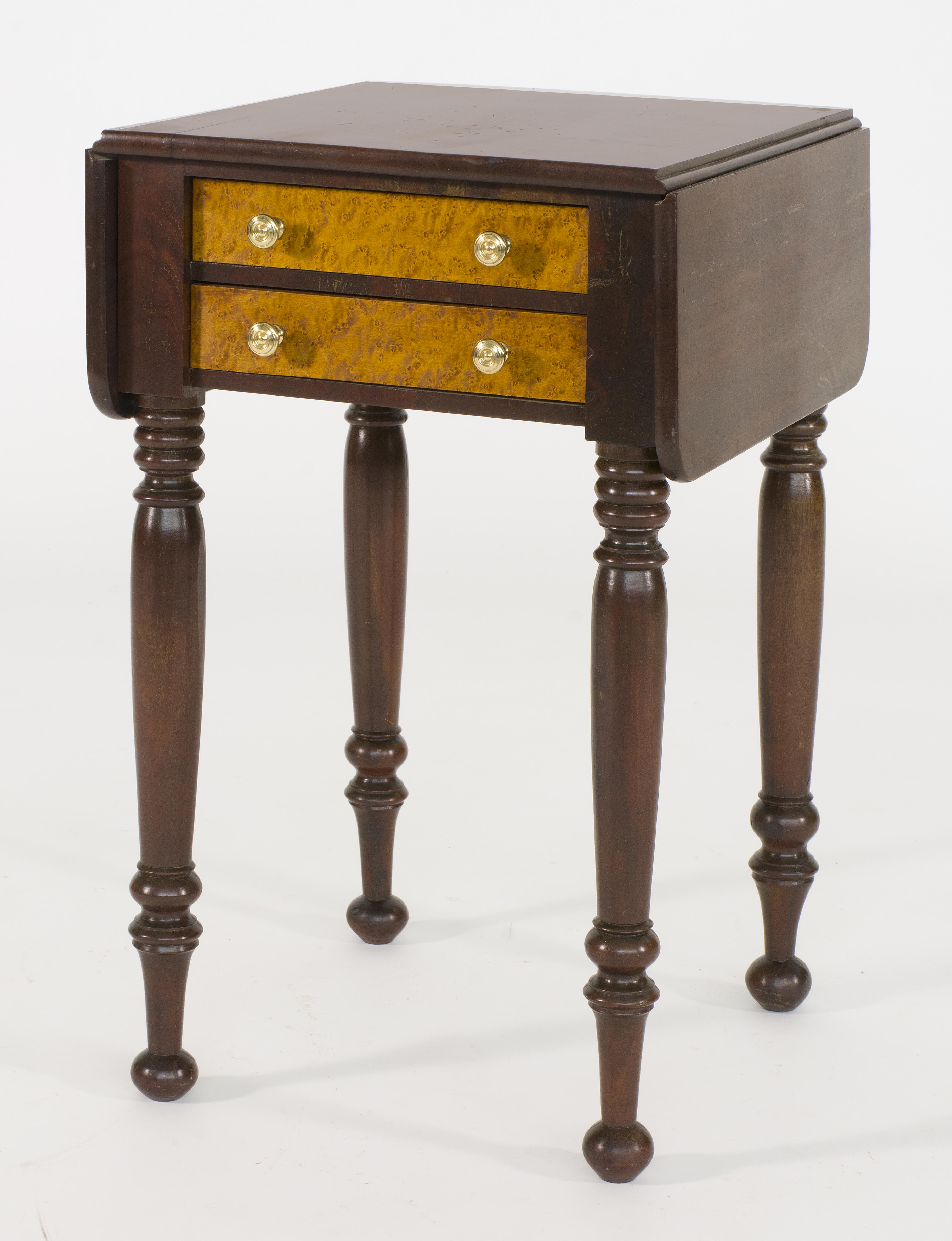 Appraisal: ANTIQUE AMERICAN SHERATON DROP-LEAF TWO-DRAWER STAND New England First Quarter