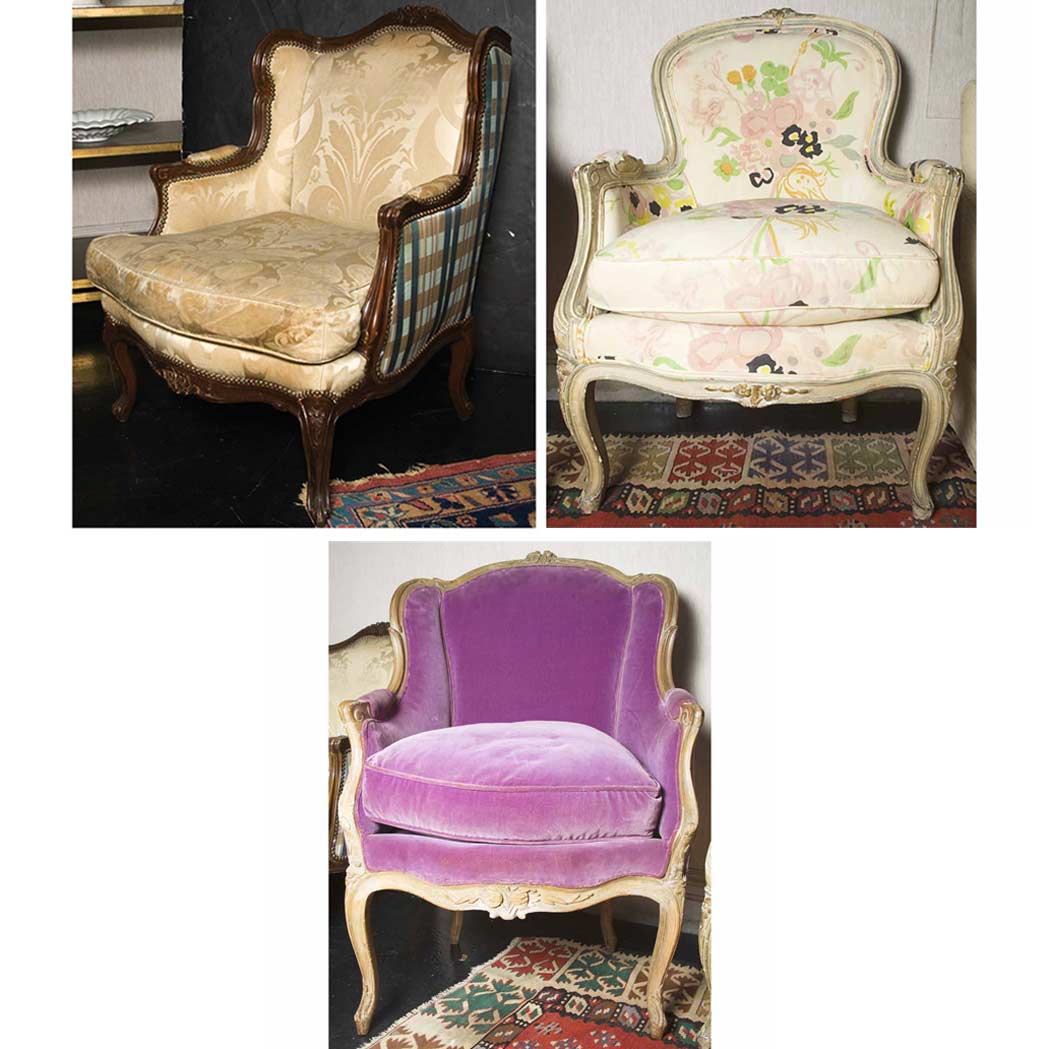 Appraisal: Group of Three Louis XV Style Bergeres