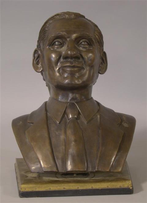 Appraisal: BRONZE PORTRAIT BUST OF A GENTLEMAN Inscribed on back Wendy