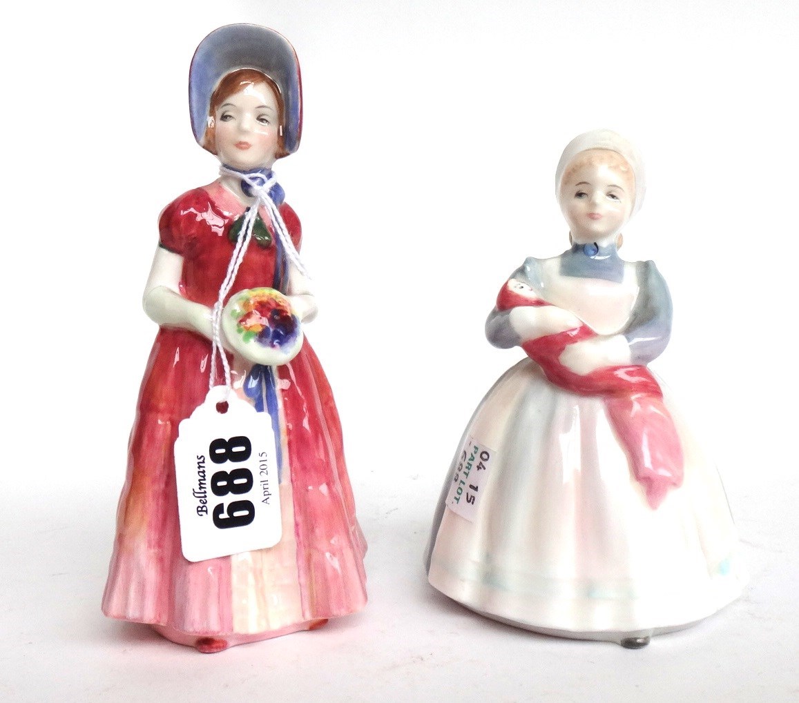 Appraisal: Eight Royal Doulton porcelain figures comprising Goody Two Shoes HN