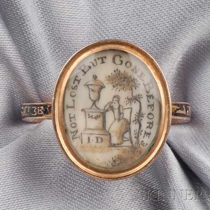 Appraisal: Georgian kt Gold and Inkwork Memorial Ring late th century