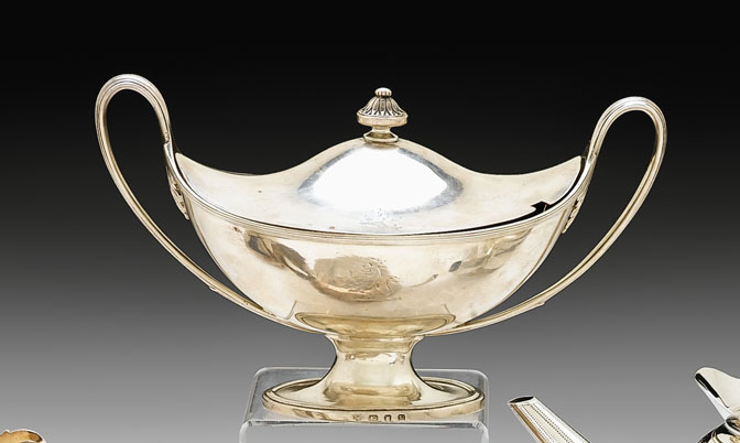 Appraisal: George III neoclassical style sauce tureen andrew fogelberg stephen gilbert