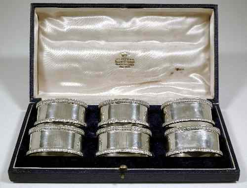 Appraisal: A set of six Edward VIII silver oval napkin rings