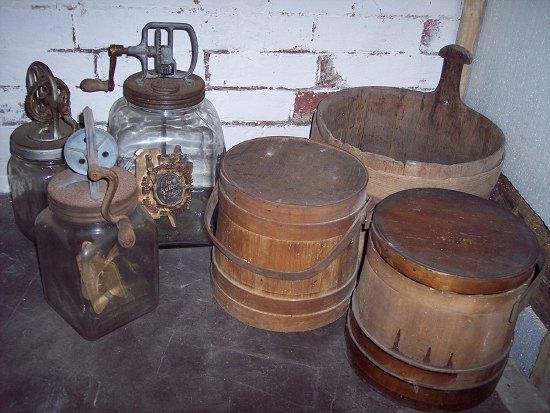 Appraisal: A Blow Butter Churn capacity quarts cm high overall two