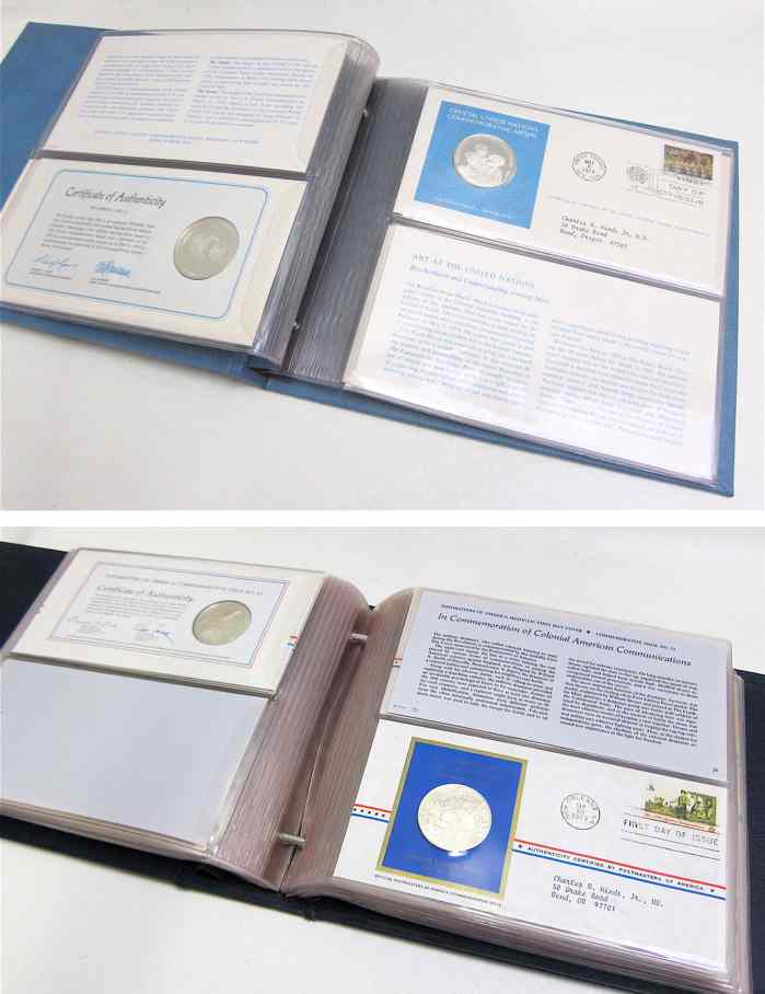 Appraisal: TWO FRANKLIN MINT STERLING SILVER MEDAL ALBUMS silver pieces ''Official