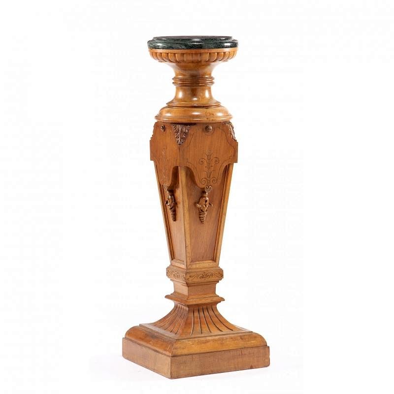 Appraisal: Eastlake Period Pedestal hardwood with incised decoration and green marble