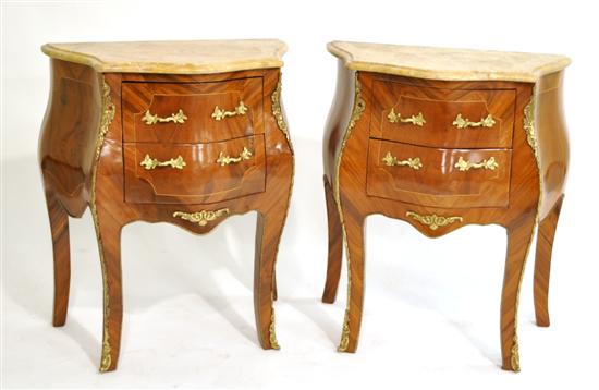 Appraisal: Pair of Louis XV style marble top stands variegated marble