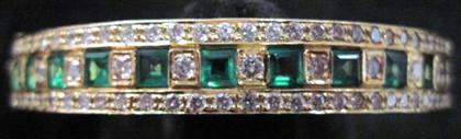 Appraisal: and karat yellow gold emerald and diamond bracelet Featuring Square