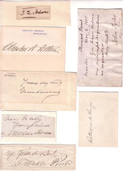 Appraisal: PRESIDENTS-- TH-CENTURY Group of items Signed or Signed and Inscribed