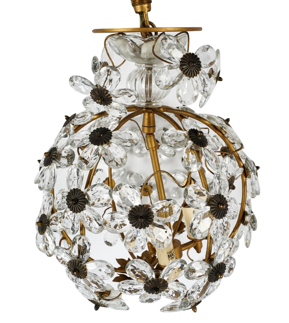 Appraisal: BRASS GLASS SPHERICAL CEILING LIGHT FIXTUREformed as a cluster of