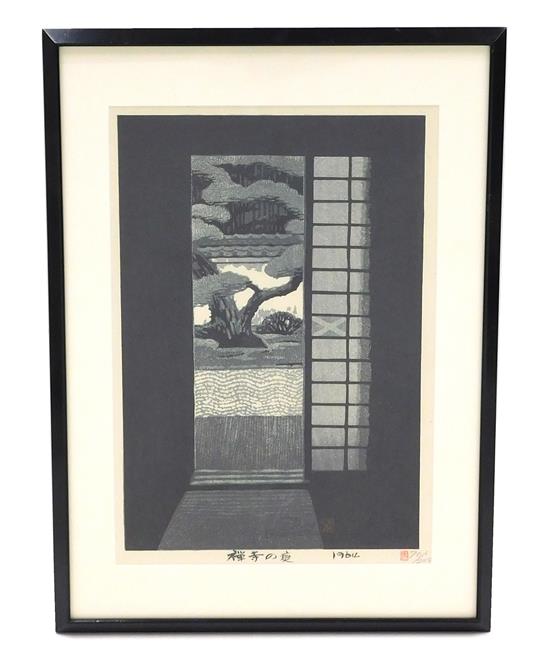 Appraisal: ASIAN Shiro Kasamatsu Japanese - Garden of Zen Temple grisaille