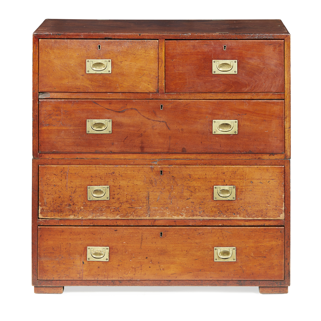 Appraisal: EARLY VICTORIAN TEAK CAMPAIGN CHEST MID TH CENTURY in two