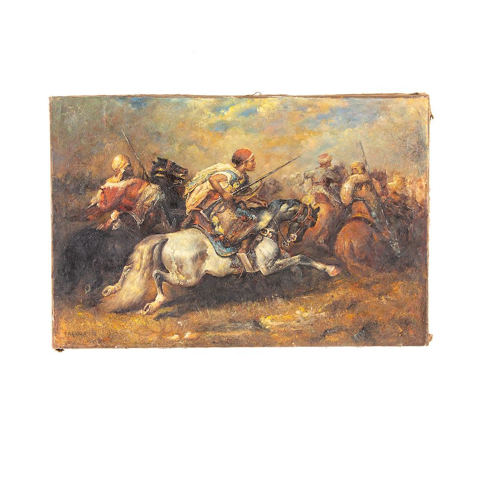 Appraisal: Continental School Battle on Horseback Oil Continental School th century